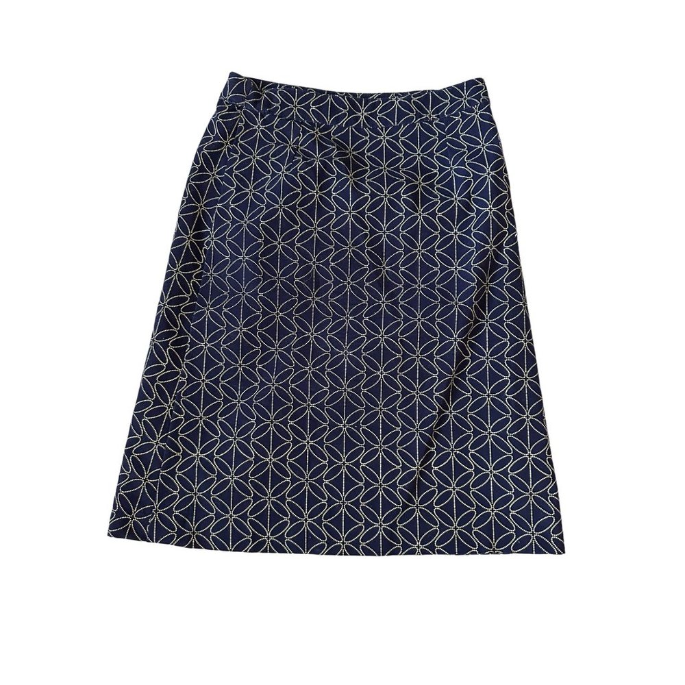 BODEN Navy Tan Cotton Blend Skirt Size 8